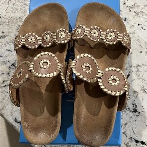 Jack rogers truffle/platinum sandals